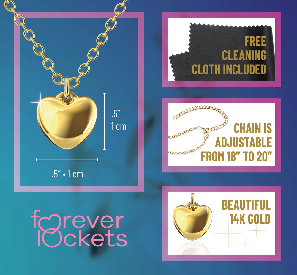 
                  
                    Gold Forever Lockets 14K Gold Plated Heart Pendant Necklace
                  
                