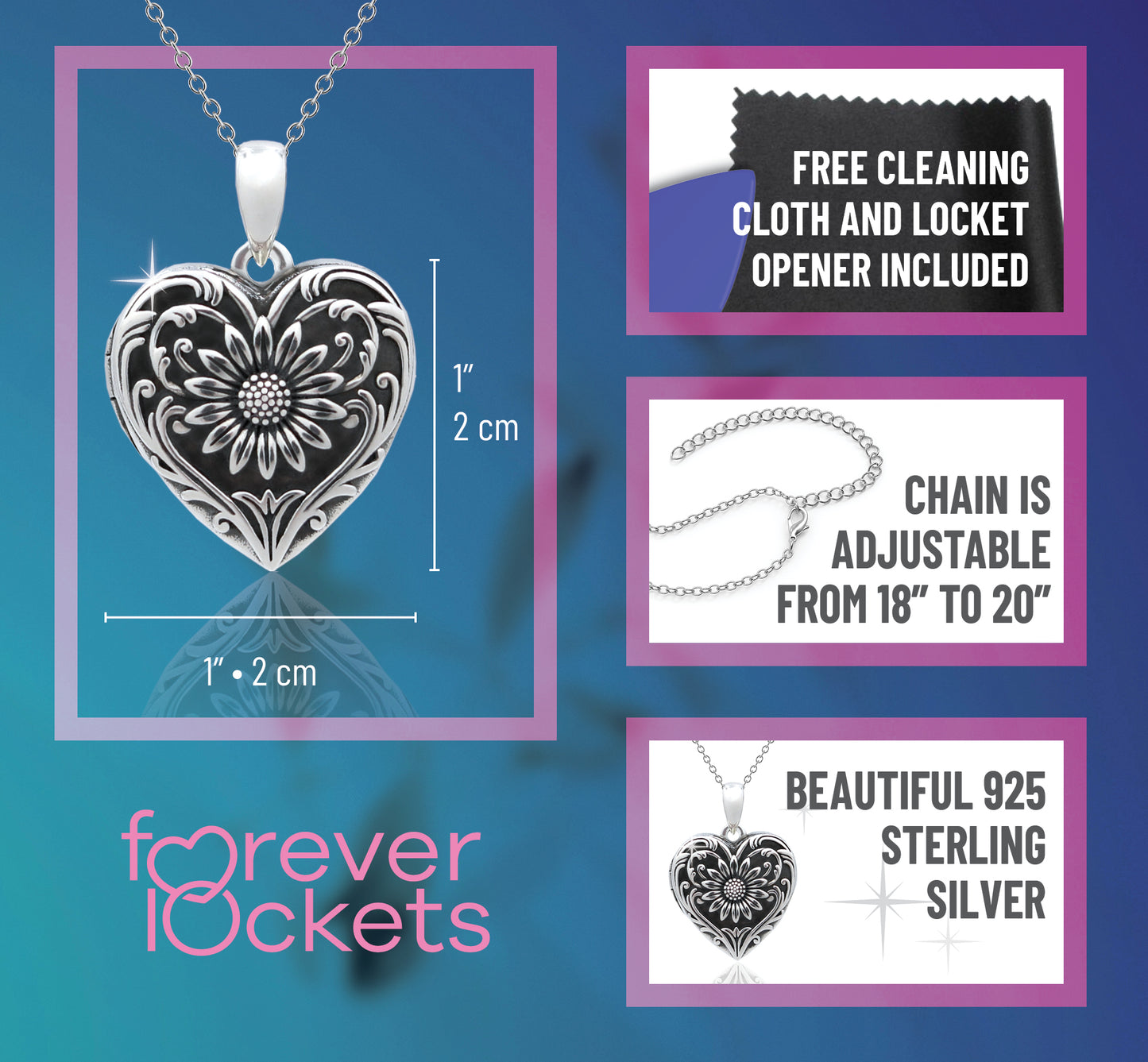 
                  
                    Sunflower S925 Sterling Silver Heart Locket Necklace
                  
                