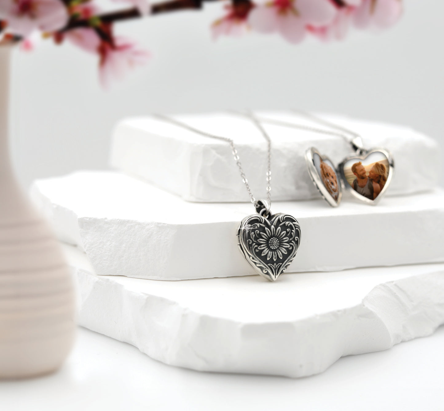 
                  
                    Sunflower S925 Sterling Silver Heart Locket Necklace
                  
                