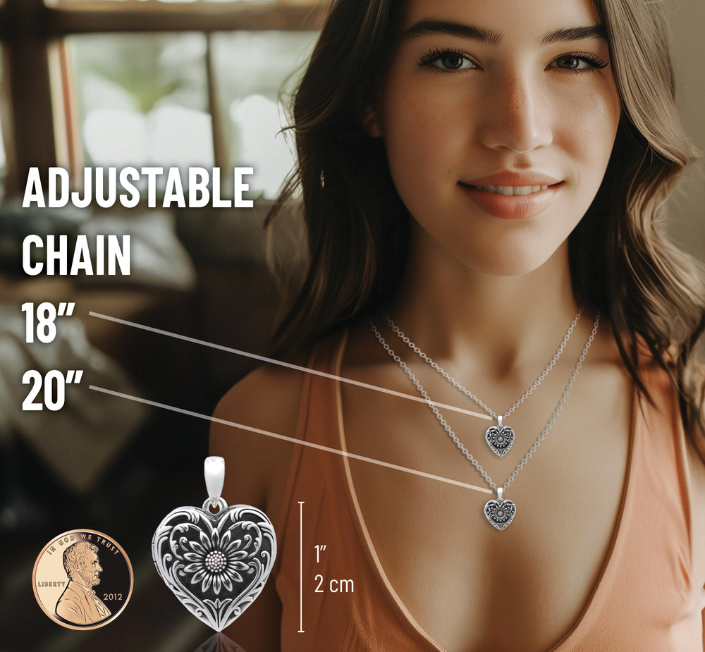 
                  
                    Sunflower S925 Sterling Silver Heart Locket Necklace
                  
                